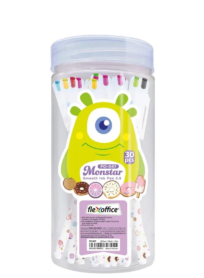 FLEXOFFICE High Quality Modern Style Cute & Novelty Plastic Pen Multi-colored Office & School Pen Blue Monstar FO-047 Ballpoint Pen - Image 1