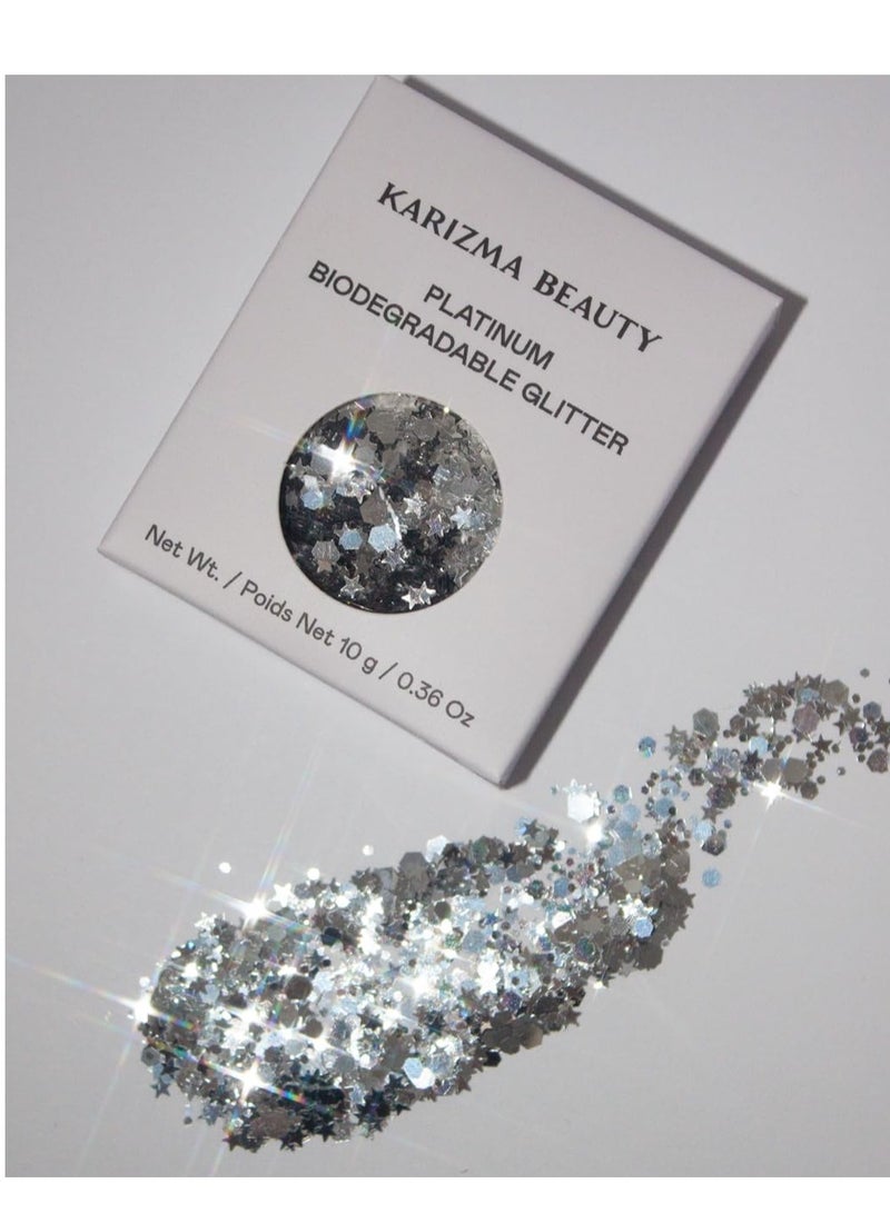KARIZMA Platinum Biodegradable Chunky Glitter // Karizma Beauty Silver Bio Glitter Eco Glitter Face Glitter Festival Chunky 10g  - Image 3