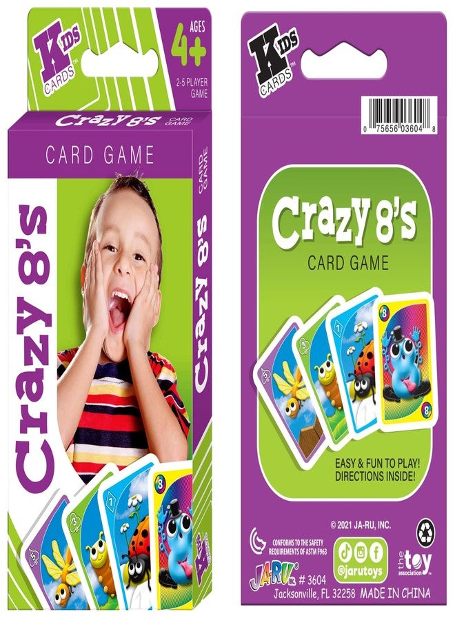 JA-RU Crazy 8's Card Game (4.7" x 3") Classic Crazy Eights Card Game for Kids, Fun Indoor Recess Games for Classroom, Travel Games & Vintage Stocking Stuffers. Crazy8-3604-1s - Image 2