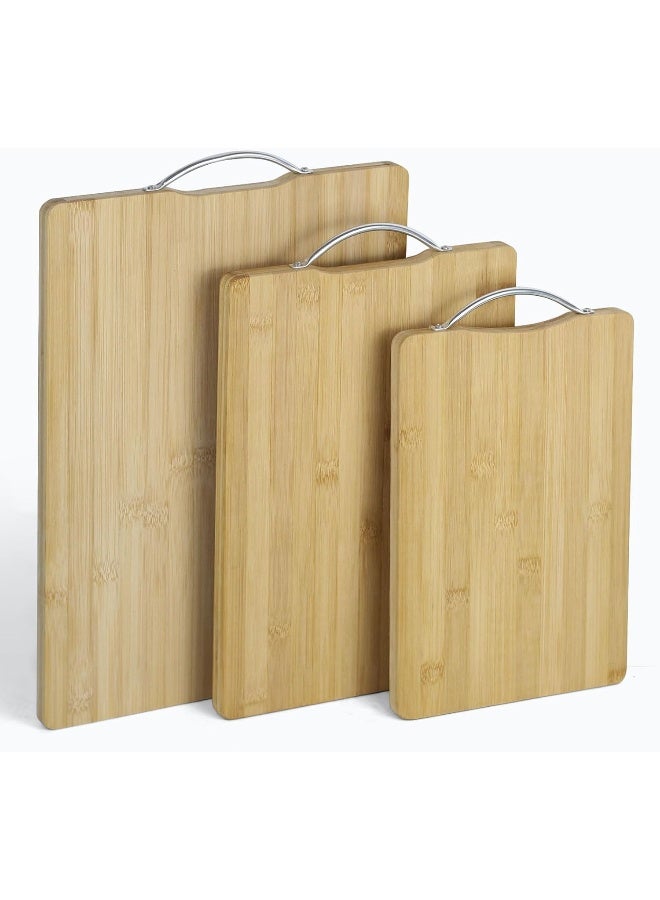 SKY-TOUCH 3pack Bamboo Wood Cutting Chopping Set, Serving Board with Easy-Grip Handle  - Image 1