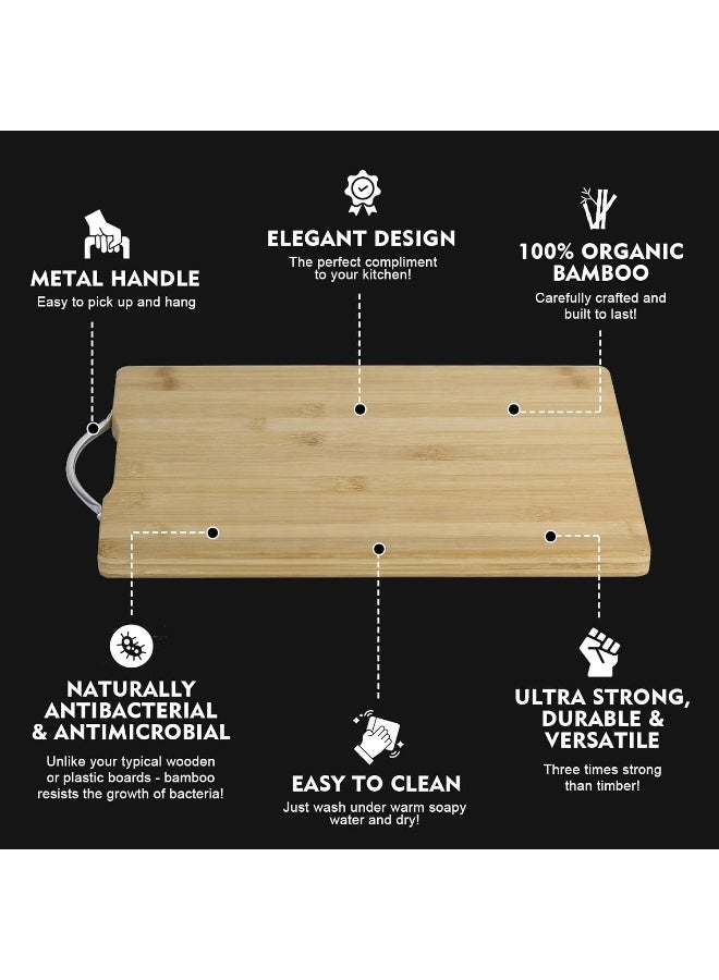 SKY-TOUCH 3pack Bamboo Wood Cutting Chopping Set, Serving Board with Easy-Grip Handle  - Image 2
