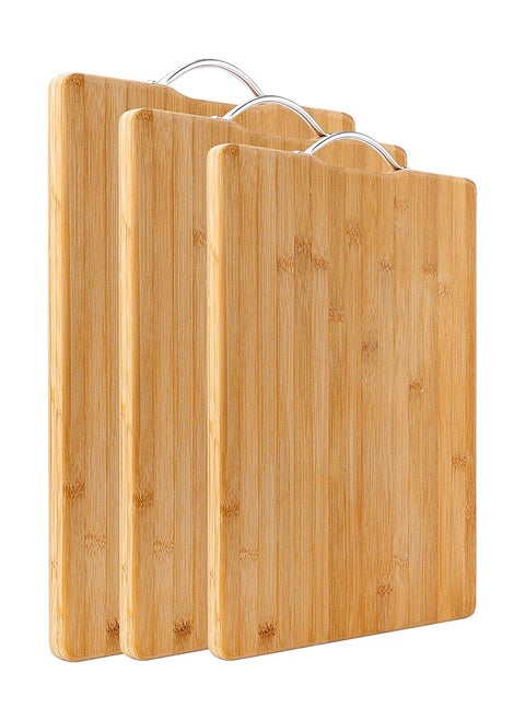 SKY-TOUCH 3pack Bamboo Wood Cutting Chopping Set Serving Board with Stainless Steel Handle Suitable for Meat, Vegetables and Cheese