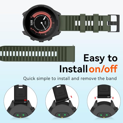 MYSNBKN Compatible with Suunto 9 Baro Band 24mm Width Soft Watch Straps Sport Bands Replacement for Suunto 9/Suunto 7/Suunto D5 Smartwatches - Image 3