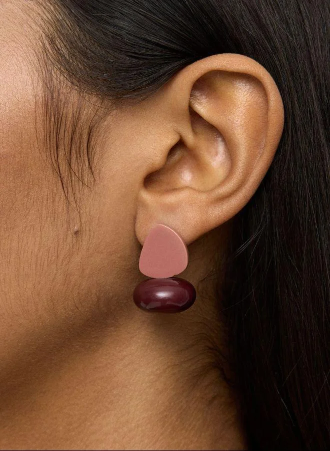 بارفوا أقراط راتنج قصيرة وردية