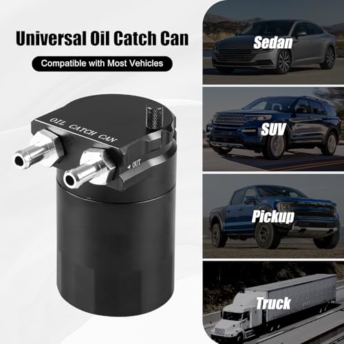 RULLINE 2PCS Universal 350ml Reservoir Tank Oil Catch Can Tank 0046 Aluminum Polish Baffled Reservoir with Bracket Black - Image 3
