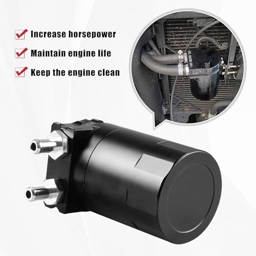 RULLINE 2PCS Universal 350ml Reservoir Tank Oil Catch Can Tank 0046 Aluminum Polish Baffled Reservoir with Bracket Black - Image 5