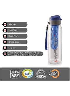 Cello Infuse Plastic Water Bottle, 800 ml, Blue, Detox Bottles with Infuser Chamber, Ideal for Gym, Office, Travel  - Image 3