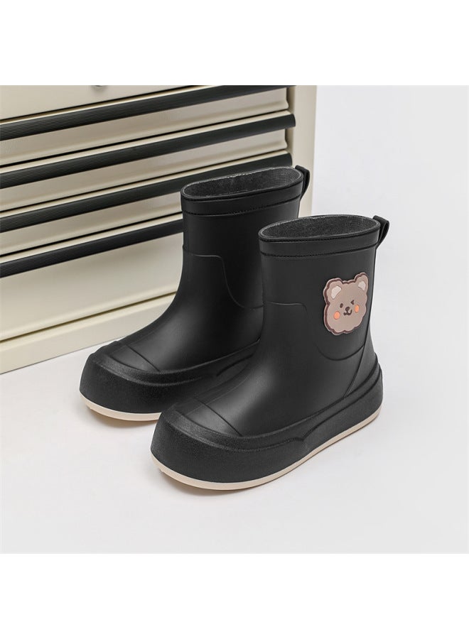 Fashionable Women's Rain Boots, Non-slip Mid-calf Kitchen Shoes, Outdoor Rainproof Water Shoes, Waterproof Parent-child Style Rubber Shoes For Women