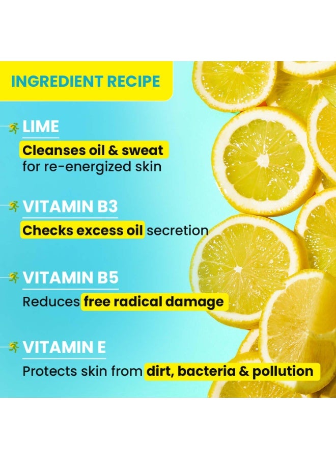 DOT & KEY Lime Rush Sports Face Wash Deep Cleans Oil, Sweat & Dirt For Refreshingly Clean & Oil Free Skin For All Skin Types Sulphate Free & Non Drying Facewash Active Sports Friendly 100Ml - Image 5