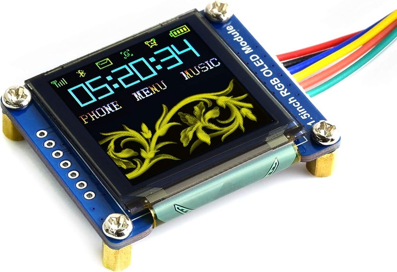 Waveshare 1.5inch RGB OLED Display Module, 128x128 Pixels 16-bit High Color (65K Colors) SPI Interface Compatible with Arduino Raspberry Pi Jetson Nano STM32 - Image 1