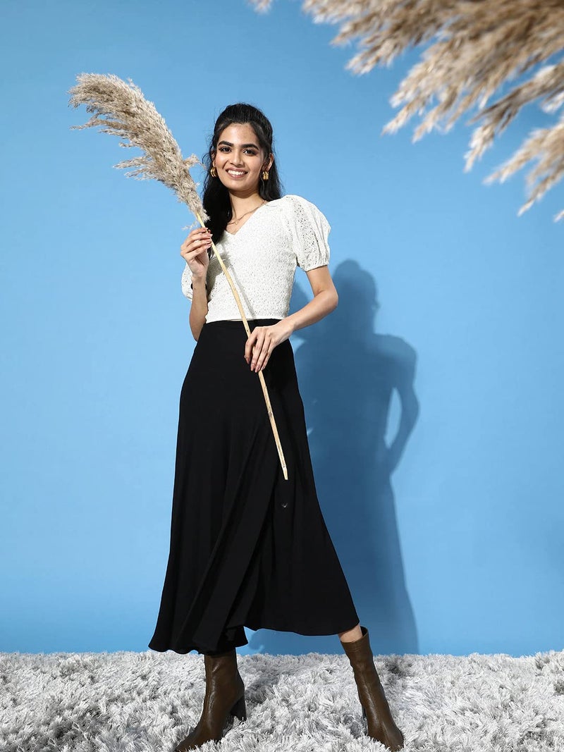 Style Quotient Women Self Design Floral White Lace Smart Casual Top - Image 5