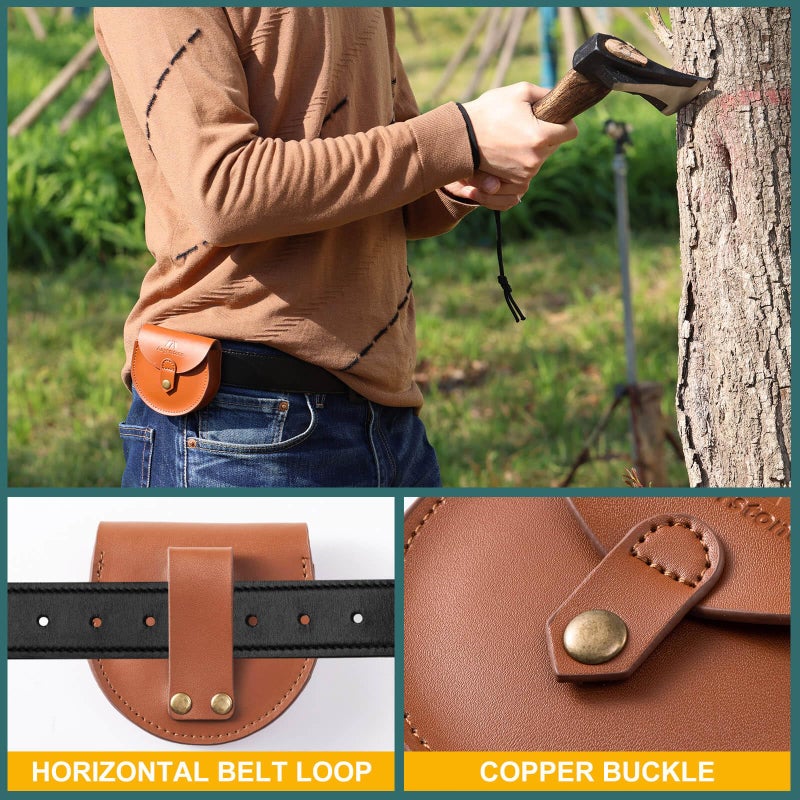 Angerstone Axe Sharpener - Multipurpose Axe/Hatchet Sharpening Stone - Whetstone Blade & Tool Sharpener, Dual Grit 180/320 Sharpening Puck with Leather Sheath - Image 3