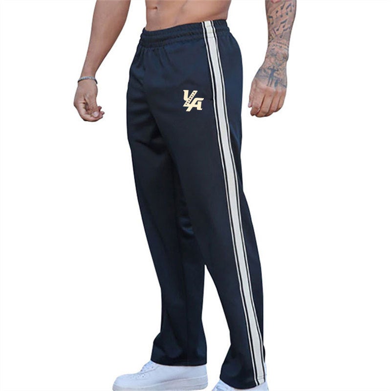Young La 2025 Cross-Border New Mens Casual Pants Side Stripes Loose Wide-Leg Sports Straight Pants Youngla black - Image 2