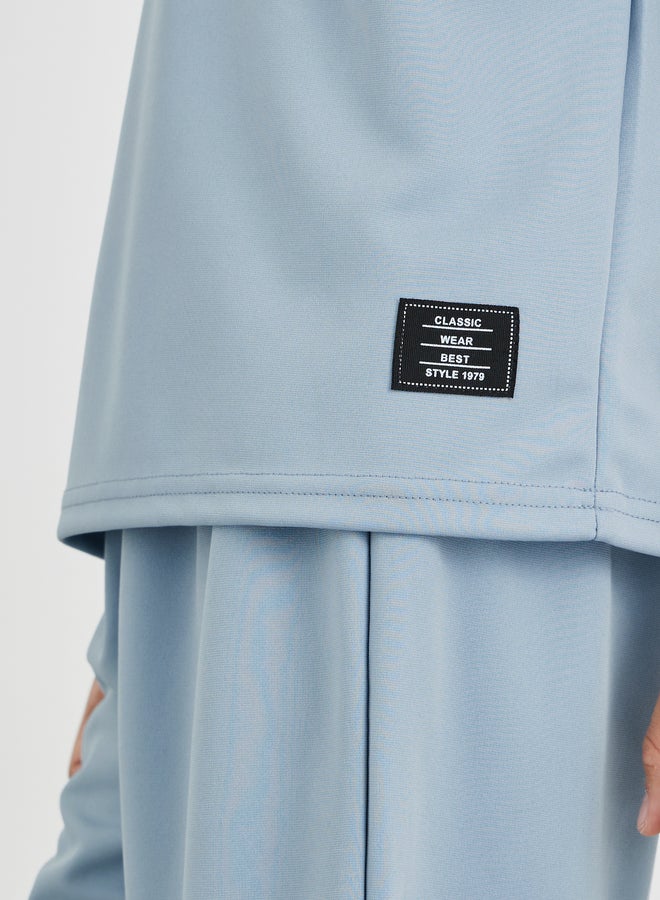 Styli Boys Blue Typography Detail Hooded T-Shirt and Shorts Set  - Image 4