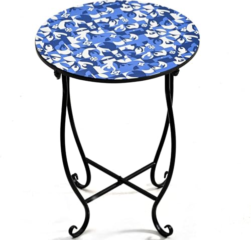 Taofwter Patio Side Tables 14 Indoor Outdoor Metal Side Table for Poolside Bistro Balcony Yard Porch Bedside Weather Resistant Metal Accent Table for Indoor Outdoor Use Easy Assembly Blue - Image 1