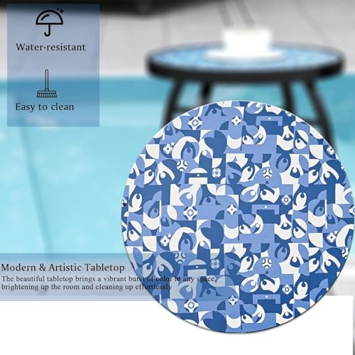Taofwter Patio Side Tables 14 Indoor Outdoor Metal Side Table for Poolside Bistro Balcony Yard Porch Bedside Weather Resistant Metal Accent Table for Indoor Outdoor Use Easy Assembly Blue - Image 3