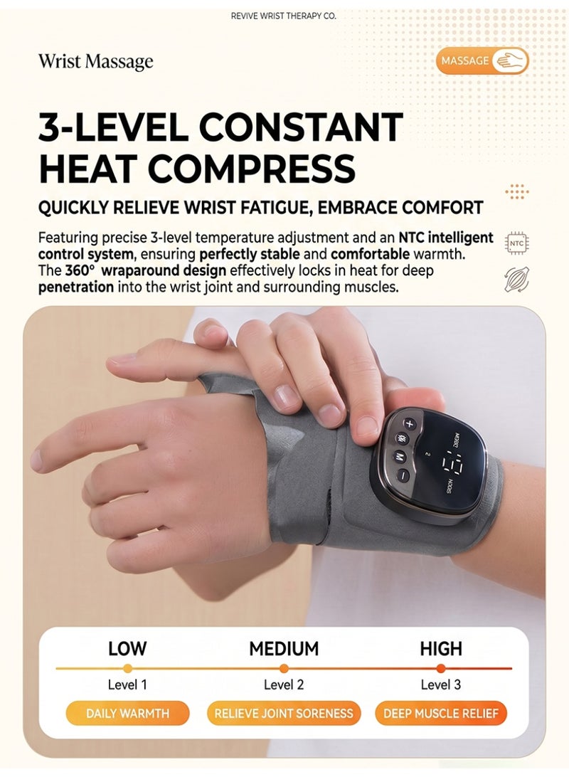 XiaoGiqi Wireless Wrist Pulse Massager with Heat Therapy, Rechargeable for Carpal Tunnel & Wrist Pain Relief - Image 3