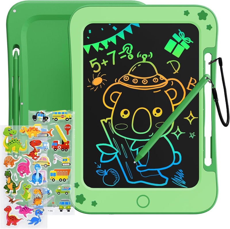 TEKFUN Toddler Kids Toys Gifts 85 Inch LCD Writing Tablet Kids Doodle Board with Stickers Colorful Drawing Tablet Kid Birthday Christmas Gifts Toys for 3 4 5 6 Years Old Boy Girl Green - Image 2