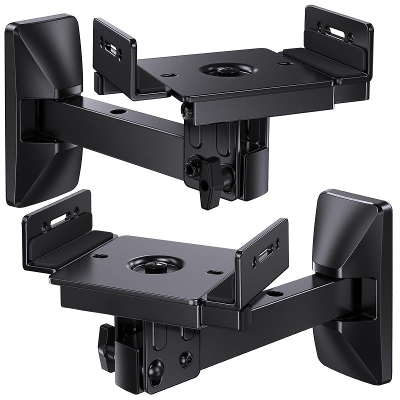 Pipishell Speaker Wall Mounts, Dual Side Clamping Bookshelf Mounting Bracket, Speaker Mounts for Surround Sound, Bookshelf Speakers up to 55 lbs, 1 Pair - Image 1