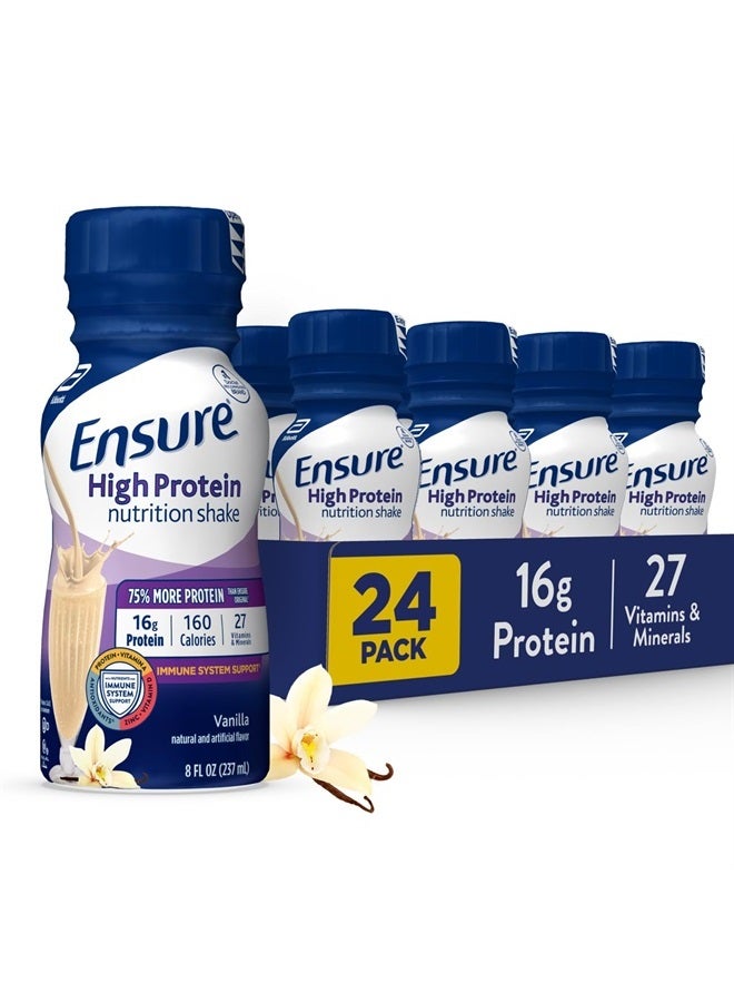 Ensure شيك الفانيليا المغذي عالي البروتين مع الألياف، 8 أونصة سائلة (عبوة من 24 قطعة) - Image 1