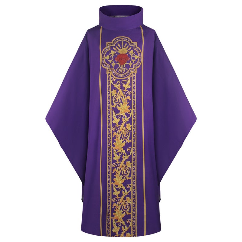Elastic Printed Monk Robe for Stage Performance Milky White