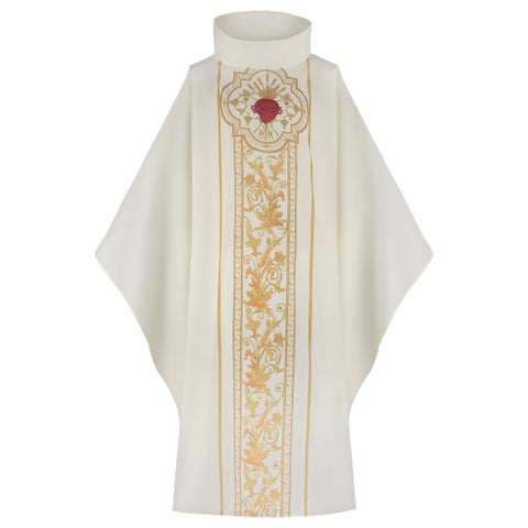 Elastic Printed Monk Robe for Stage Performance Milky White