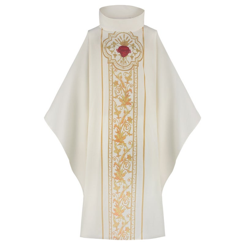 Elastic Printed Monk Robe for Stage Performance Milky White