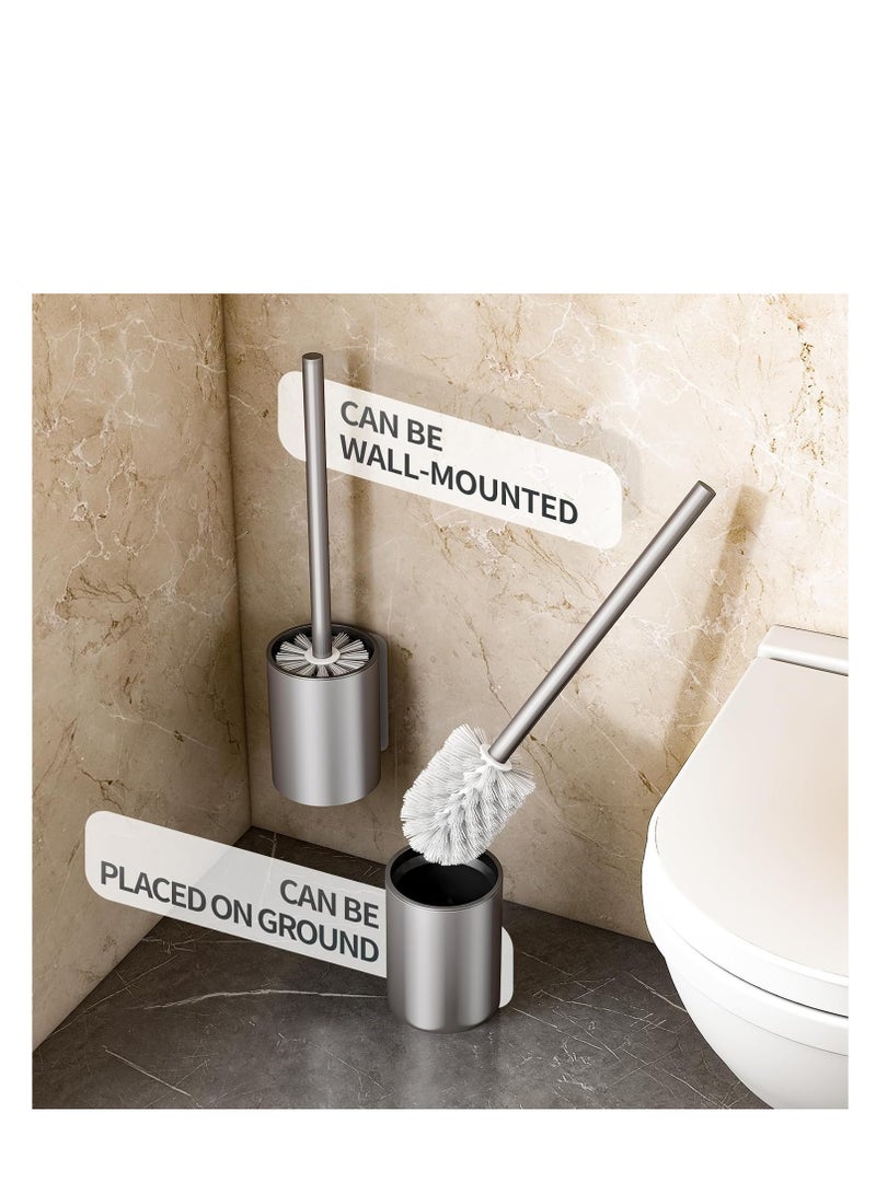 Toilet Brush, Toilet Brush and Holder Set, Bathroom Cleaning Brush, Rust-Free with 304 Stainless Steel Handle Toilet Cleaner Brush with Durable Scrubbing Bristles, Splash-Proof  - Image 3