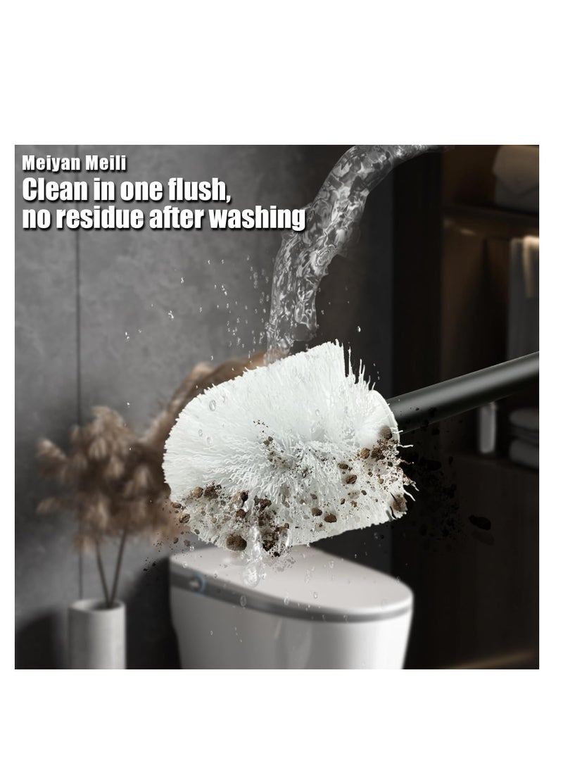 Toilet Brush, Toilet Brush and Holder Set, Bathroom Cleaning Brush, Rust-Free with 304 Stainless Steel Handle Toilet Cleaner Brush with Durable Scrubbing Bristles, Splash-Proof  - Image 5
