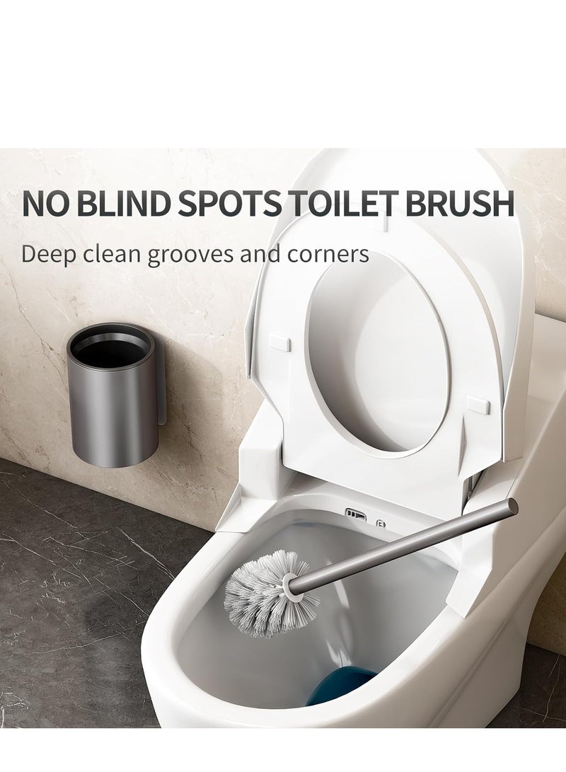 Toilet Brush, Toilet Brush and Holder Set, Bathroom Cleaning Brush, Rust-Free with 304 Stainless Steel Handle Toilet Cleaner Brush with Durable Scrubbing Bristles, Splash-Proof  - Image 2