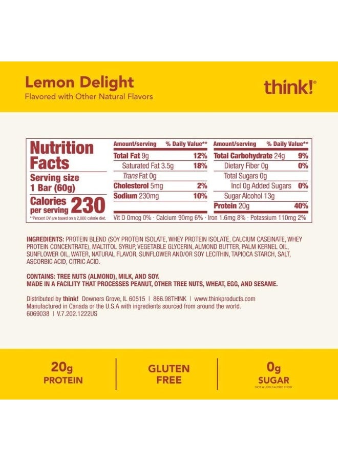think! Gluten-Free Lemon Delight High Protein Bars (20G/2.1Oz, 10 Pieces) - Image 5