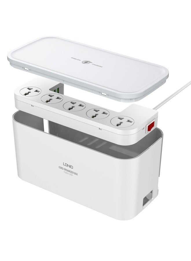 تمديد الشحن اللاسلكي 5 صندوق تخزين مقبس طاقة للإدارة العالمية 3 قابس USB QC3.0 PD، سلك تمديد الشحن اللاسلكي 2 متر - Image 1