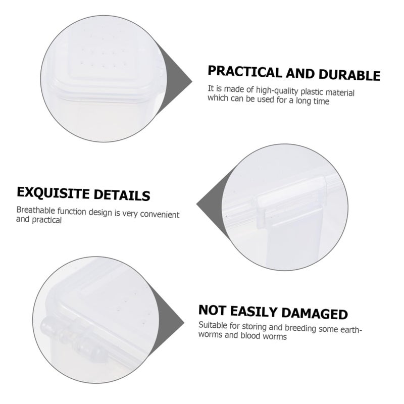 Portable White Blood Worm Breeding Box 2 Pack Breathable Container for Reptile Feeding and Fishing Bait - Image 3