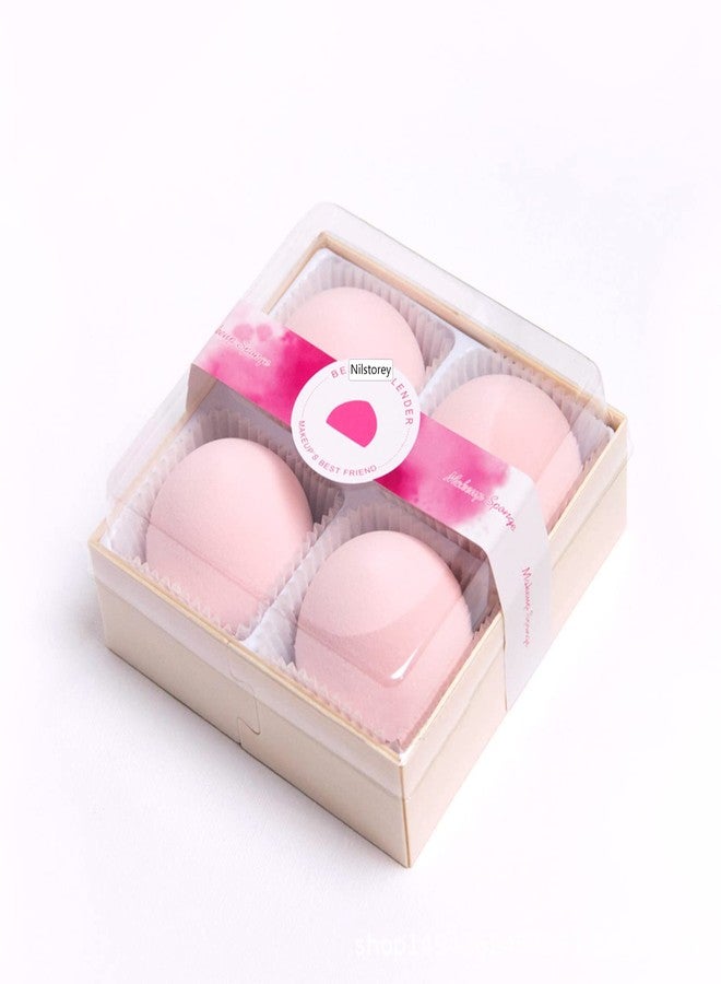 Nilstorey Marshmallow Makeup Sponge 4pcs/set, Latex-free and Vegan Super Soft Dry Wet Used Beauty Sponge Blender for Foundation, Powder and BB Cream (Light Pink) - Image 1