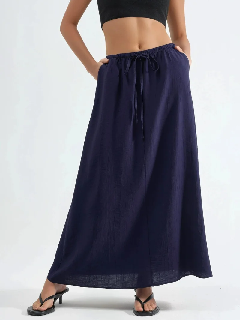 بوسيم BUSEM High Waist A-Line Maxi Skirt