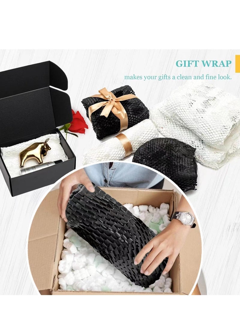 لفة ورق تغليف على شكل قرص العسل الأسود مقاس 50 × 500 سم، مواد تغليف صديقة للبيئة لتغليف هدايا الشحن، غلاف وسادة واقٍ معاد تدويره - Image 3