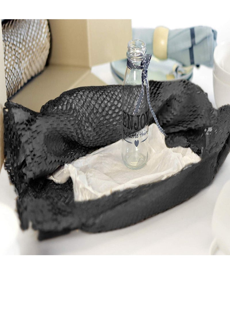 لفة ورق تغليف على شكل قرص العسل الأسود مقاس 50 × 500 سم، مواد تغليف صديقة للبيئة لتغليف هدايا الشحن، غلاف وسادة واقٍ معاد تدويره - Image 5