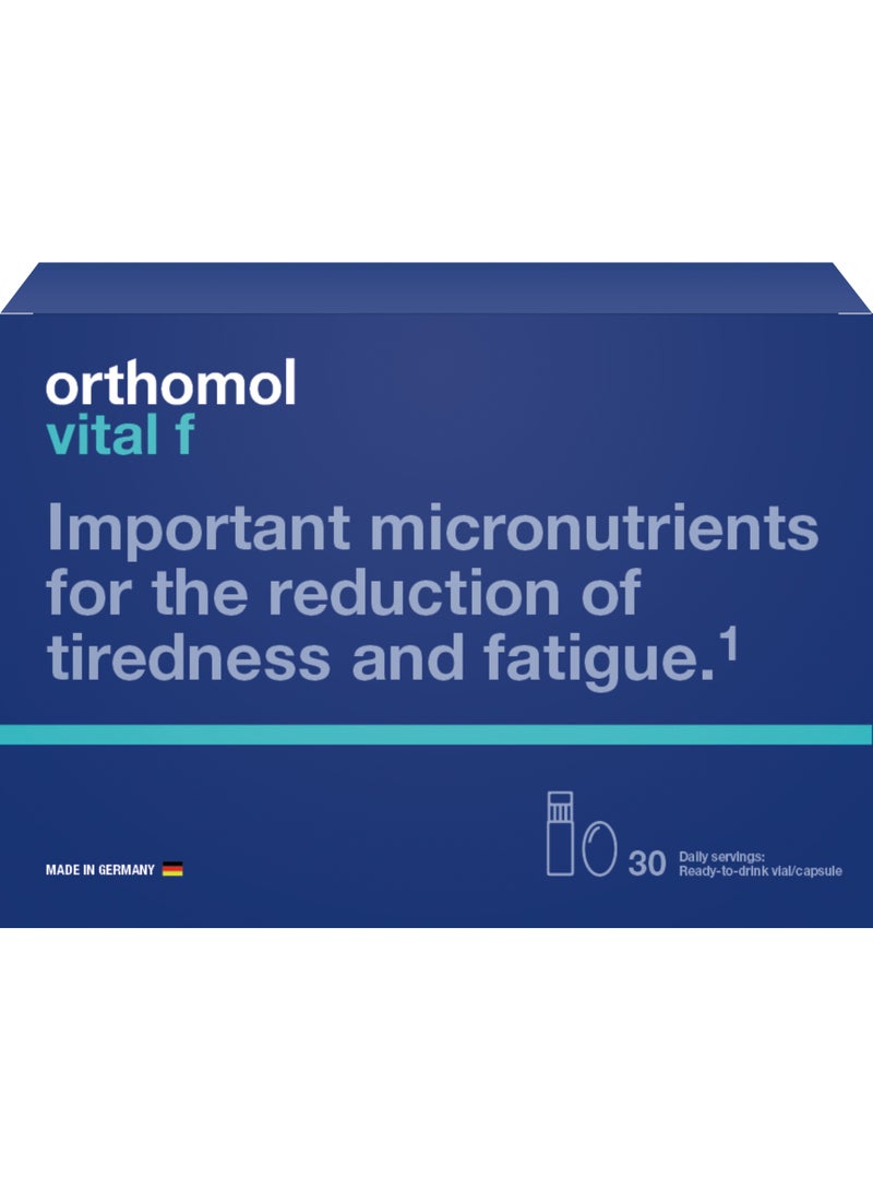 Orthomol Vital F Vials & Capsules for Women 30-Day Supply | Multivitamin, Omega-3 & Energy Support | 30 Daily Servings