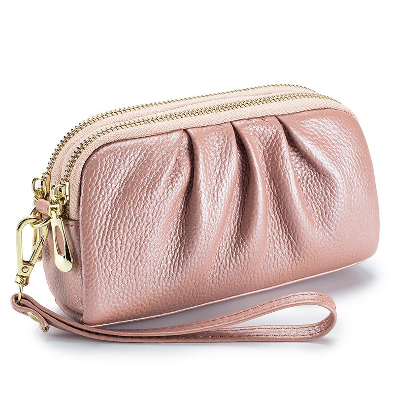 Genuine Leather Clutch Wallet for WomenPearlescent powder Pearlescent powder 