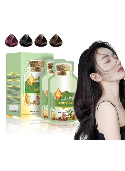 Bubble Bubble Plant Hair Dye,Natural Plant Hair Dye, Huang Yi Bubble Plant  Hair Dye, Pure Plant Extract for Grey Hair Color Bubble Dye Shampoo,  Instant Natural Hair Dye Shampoo, Plant Fruit Hair