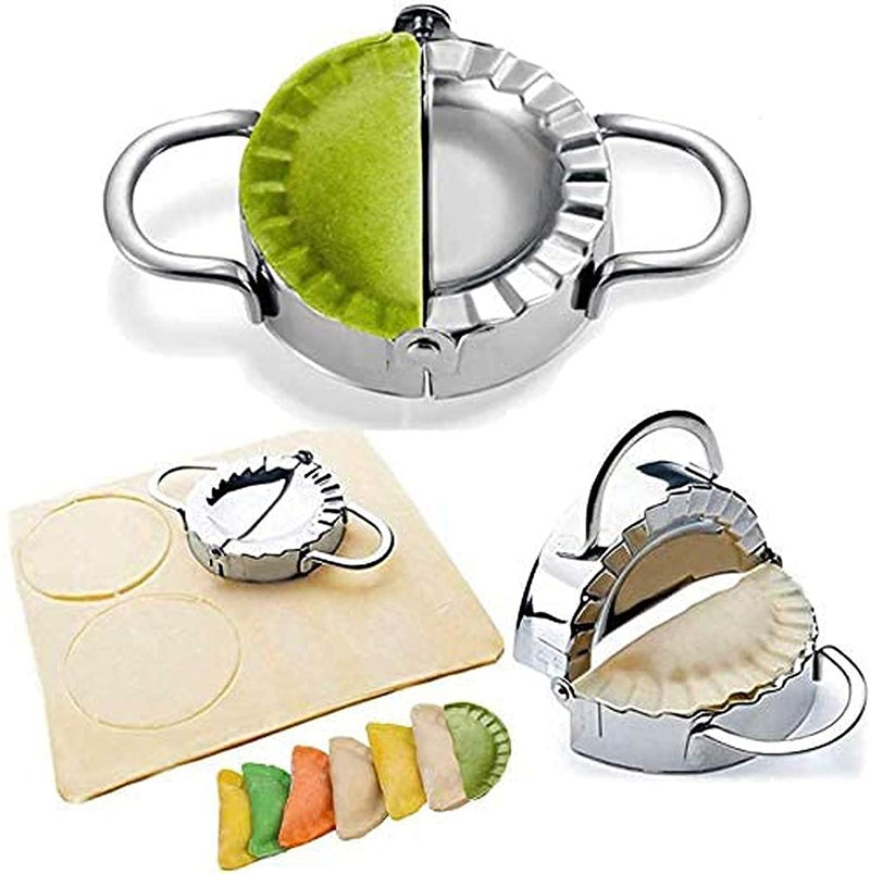 Home Stuffs HOME STUFFS Big Size Stainless Steel Gujiya MakerMomo Maker Mould Shape Machine DumplingSamosa Maker Mould Pack of 2  - Image 1