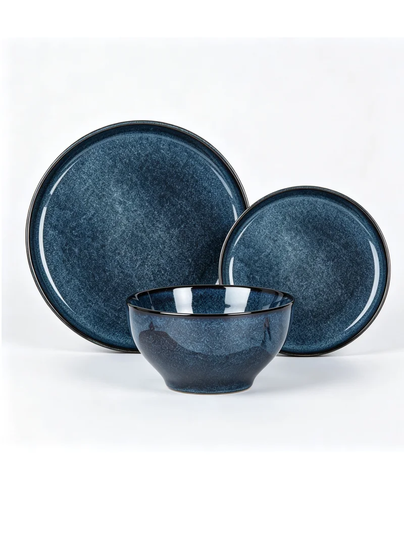 Cuisine Art Cuisine Art RAH 12-Piece Stoneware Dinner Set, Marble Blue Tableware Set with 4 Dinner Plates, 4 Side Plates & 4 Bowls, Elegant Everyday Dining Set