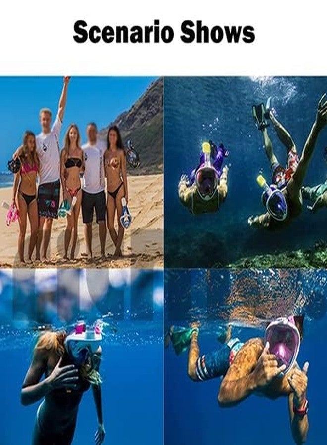MUGATH Full Face Snorkel Mask with 180° Panoramic View - Anti-Fog, Anti-Leak, Dry Top Design for Kids, Youth, Adults - Ideal for Scuba, Diving, Swimming, Beach & Travel Easy Breathing (Blue S/M) - Image 3