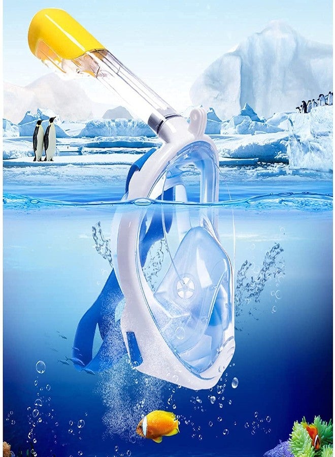 MUGATH Full Face Snorkel Mask with 180° Panoramic View - Anti-Fog, Anti-Leak, Dry Top Design for Kids, Youth, Adults - Ideal for Scuba, Diving, Swimming, Beach & Travel Easy Breathing (Blue S/M) - Image 1