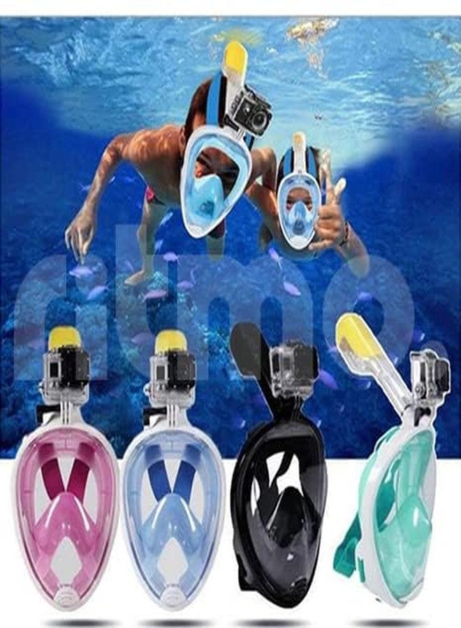 MUGATH Full Face Snorkel Mask with 180° Panoramic View - Anti-Fog, Anti-Leak, Dry Top Design for Kids, Youth, Adults - Ideal for Scuba, Diving, Swimming, Beach & Travel Easy Breathing (Blue S/M) - Image 4
