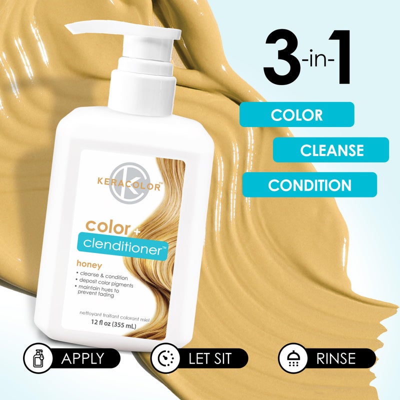 Keracolor Clenditioner HONEY Hair Dye - Semi Permanent Hair Color Depositing Conditioner, Cruelty-free, 12 Fl Oz(Pack of 1) - Image 4