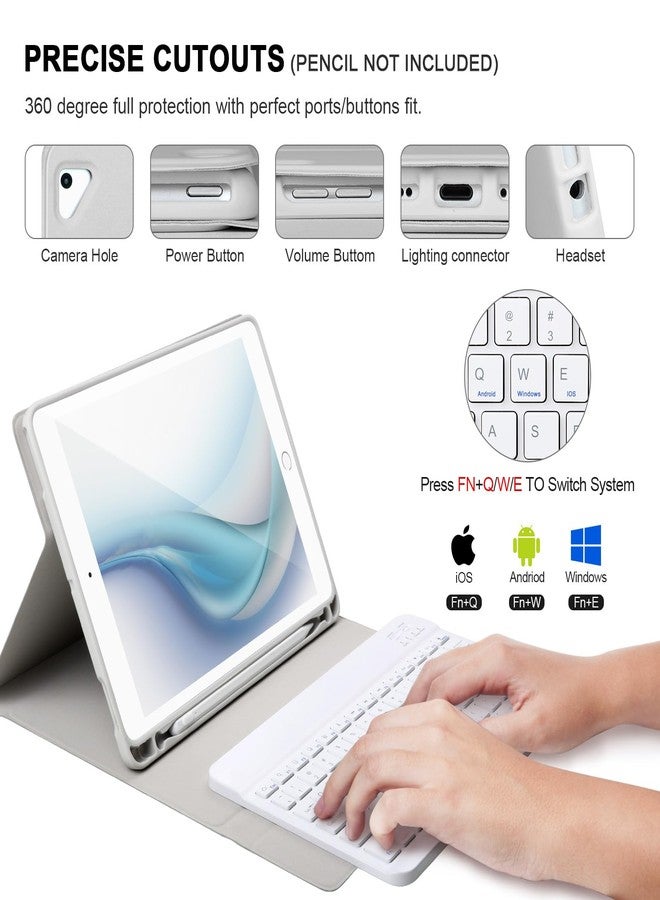 APHBZGE for iPad 6/5th Generation Case with Keyboard 2018/2017,Detachable Bluetooth Keyboard case for iPad Air 2/1,iPad Keyboard Case 9.7 inch with Pencil Holder,Square Keycaps,Gray - Image 3