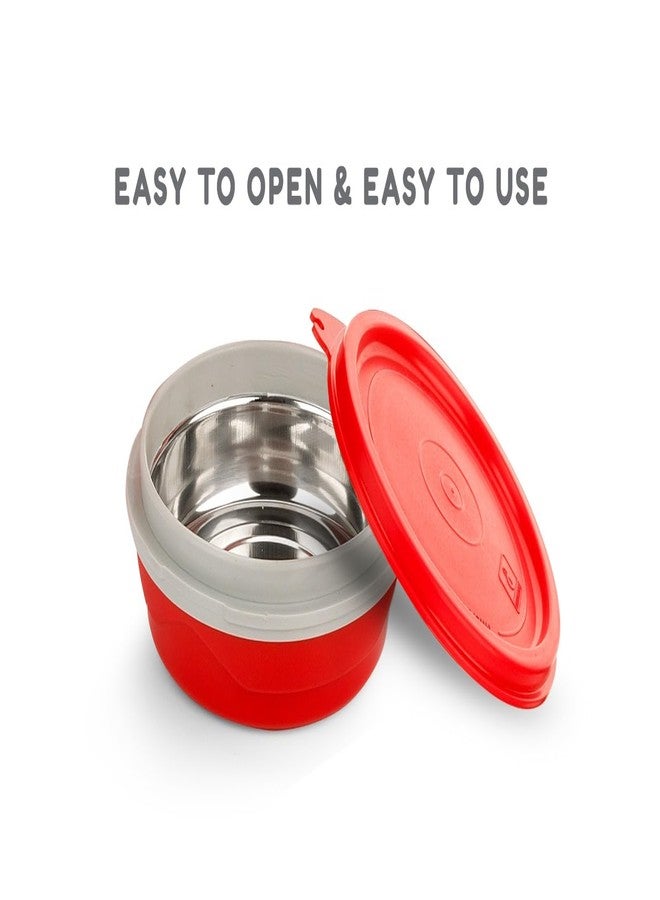 Finner Insulated Lunch Box with Steel Inner Containers | Leak Proof & Microwave Safe | 250 ml, 350 ml & 500 ml Containers Set (Red) - Image 3