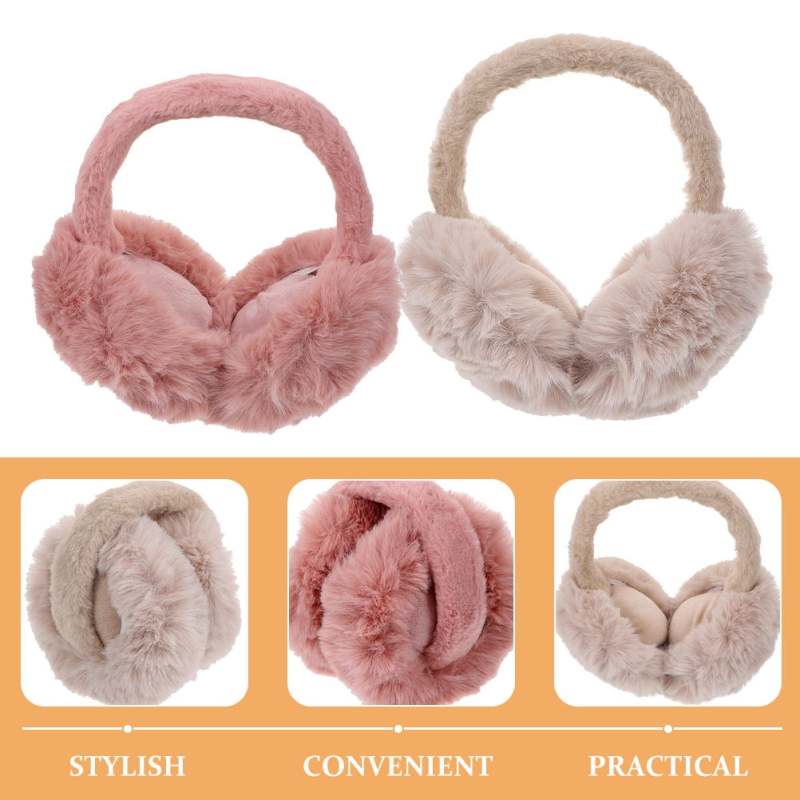 Plush Ear Muffs 2-Pack Assorted Colors Plush Furry Material Lightweight Portable - Comfortable Elastic Band Winter Ear Warmers for Outdoor Cold Weather Skiing Men and Women - Image 3