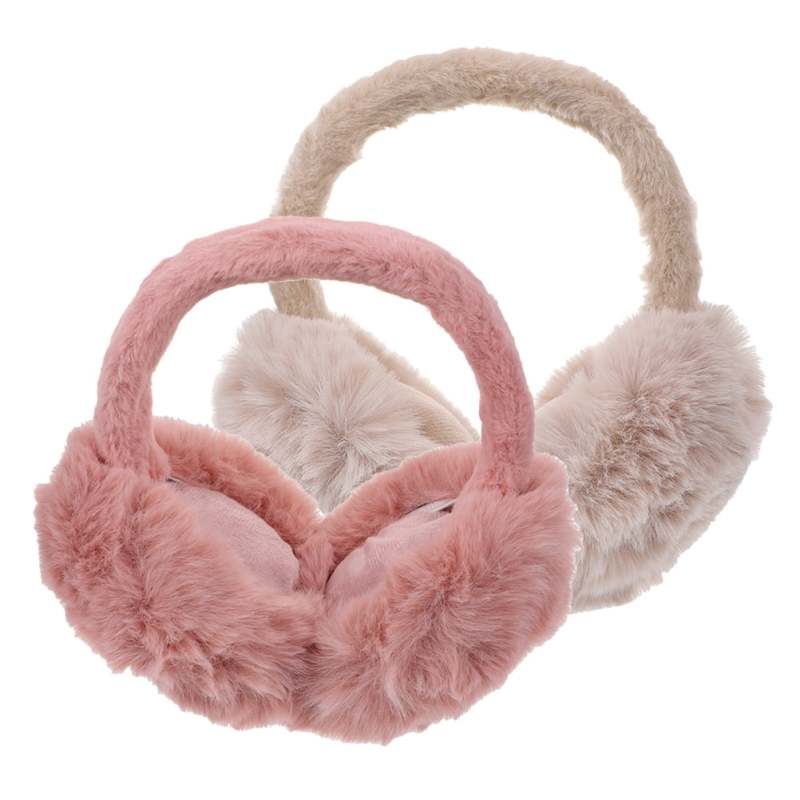 Plush Ear Muffs 2-Pack Assorted Colors Plush Furry Material Lightweight Portable - Comfortable Elastic Band Winter Ear Warmers for Outdoor Cold Weather Skiing Men and Women - Image 1
